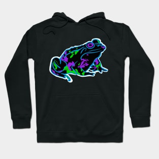 Blue Neon Frog With White Outline Hoodie